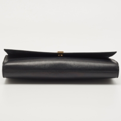 Pre Owned Saint Laurent Black Leather Y-Ligne Clutch