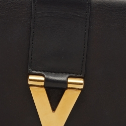 Pre Owned Saint Laurent Black Leather Y-Ligne Clutch