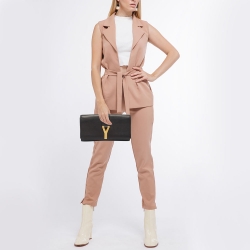 Pre Owned Saint Laurent Black Leather Y-Ligne Clutch