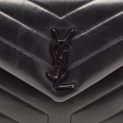 Pre Owned Saint Laurent Black Quilted Leather Small Loulou Shoulder Bag