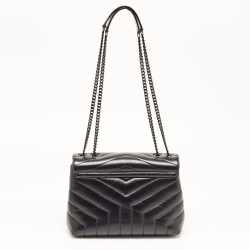 Pre Owned Saint Laurent Black Quilted Leather Small Loulou Shoulder Bag