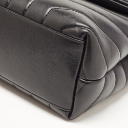 Pre Owned Saint Laurent Black Quilted Leather Small Loulou Shoulder Bag