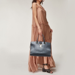 Saint Laurent Black Leather Medium Cabas Y-Ligne Tote