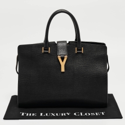 Saint Laurent Black Leather Medium Cabas Y-Ligne Tote