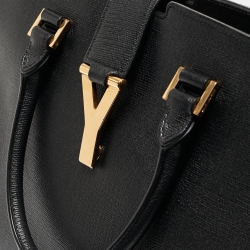 Saint Laurent Black Leather Medium Cabas Y-Ligne Tote