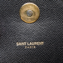 Pre Owned Saint Laurent Black Matelassé Leather Large Monogram Envelope Shoulder Bag