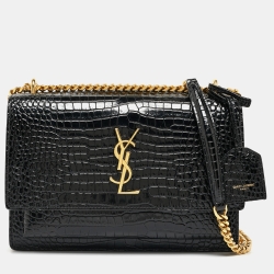 Saint laurent sale sunset bag crocodile