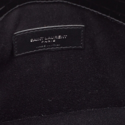Pre Owned Saint Laurent Black Croc Embossed Leather Uptown Clutch