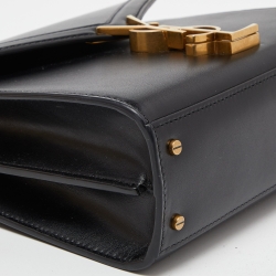 Saint Laurent Black Leather Mini Cassandra Top Handle Bag