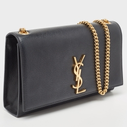 Pre Owned Saint Laurent Black Leather Medium Kate Shoulder Bag