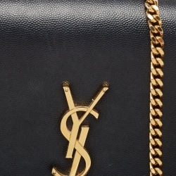 Pre Owned Saint Laurent Black Leather Medium Kate Shoulder Bag