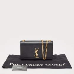 Pre Owned Saint Laurent Black Leather Medium Kate Shoulder Bag