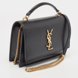 Pre Owned Saint Laurent Black Leather Sunset Top Handle Bag