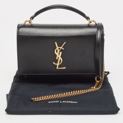 Pre Owned Saint Laurent Black Leather Sunset Top Handle Bag