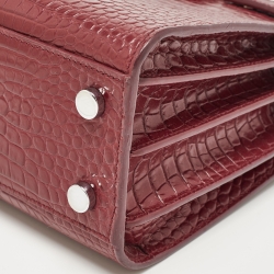 مملوكة مسبقًا Saint Laurent Red Croc Embossed Leather Nano Classic Sac De Jour Tote