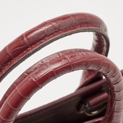 مملوكة مسبقًا Saint Laurent Red Croc Embossed Leather Nano Classic Sac De Jour Tote