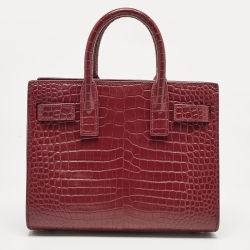 مملوكة مسبقًا Saint Laurent Red Croc Embossed Leather Nano Classic Sac De Jour Tote