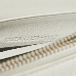 Pre Owned Saint Laurent White Croc Embossed Leather Kate Tassel Chain Wallet