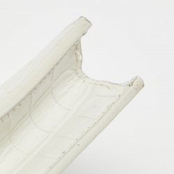 Pre Owned Saint Laurent White Croc Embossed Leather Kate Tassel Chain Wallet