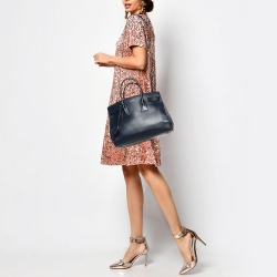 Saint Laurent Dark Blue Leather Small Classic Sac De Jour Tote