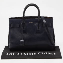 Saint Laurent Dark Blue Leather Small Classic Sac De Jour Tote