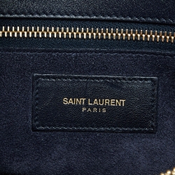 Saint Laurent Dark Blue Leather Small Classic Sac De Jour Tote