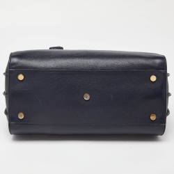 Saint Laurent Dark Blue Leather Small Classic Sac De Jour Tote