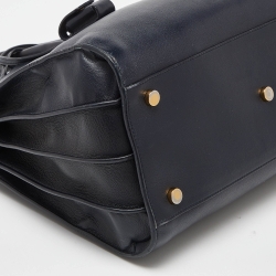 Saint Laurent Dark Blue Leather Small Classic Sac De Jour Tote