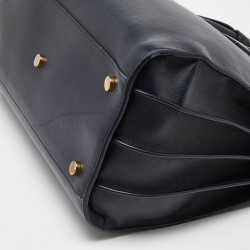 Saint Laurent Dark Blue Leather Small Classic Sac De Jour Tote