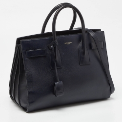 Saint Laurent Dark Blue Leather Small Classic Sac De Jour Tote