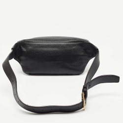 Saint Laurent Black Leather Cassandre Belt Bag