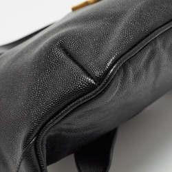 Saint Laurent Black Leather Cassandre Belt Bag