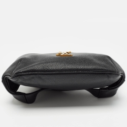 Saint Laurent Black Leather Cassandre Belt Bag
