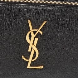 Saint Laurent Black Leather Cassandre Belt Bag