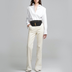 Saint Laurent Black Leather Cassandre Belt Bag