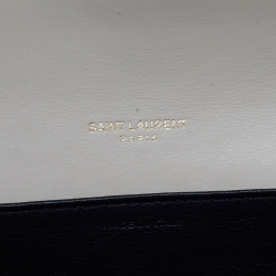 Saint Laurent Cream Croc Embossed Leather Uptown Wallet on Chain