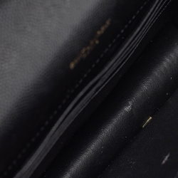 Pre Owned Saint Laurent Black Matelassé Leather Envelope Wallet on Chain