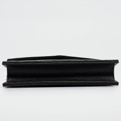 Pre Owned Saint Laurent Black Matelassé Leather Envelope Wallet on Chain