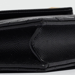 Pre Owned Saint Laurent Black Matelassé Leather Envelope Wallet on Chain