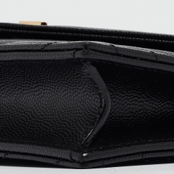 Pre Owned Saint Laurent Black Matelassé Leather Envelope Wallet on Chain