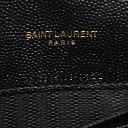 Pre Owned Saint Laurent Black Matelassé Leather Envelope Wallet on Chain