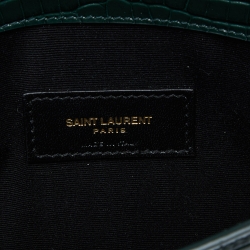 Saint Laurent Green Croc Embossed Leather Uptown Pouch