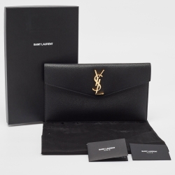 مملوكة مسبقًا حقيبة كلتش سان لوران أب تاون جلد نقشة تمساح أسود