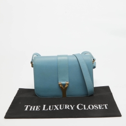 Pre Owned Saint Laurent Blue Leather Medium Chyc Flap Bag