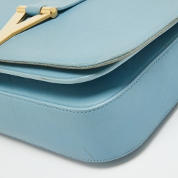 Pre Owned Saint Laurent Blue Leather Medium Chyc Flap Bag