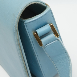 Pre Owned Saint Laurent Blue Leather Medium Chyc Flap Bag