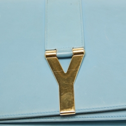 Pre Owned Saint Laurent Blue Leather Medium Chyc Flap Bag