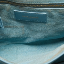 Pre Owned Saint Laurent Blue Leather Medium Chyc Flap Bag