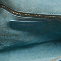 Pre Owned Saint Laurent Blue Leather Medium Chyc Flap Bag