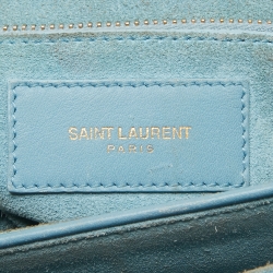 Pre Owned Saint Laurent Blue Leather Medium Chyc Flap Bag
